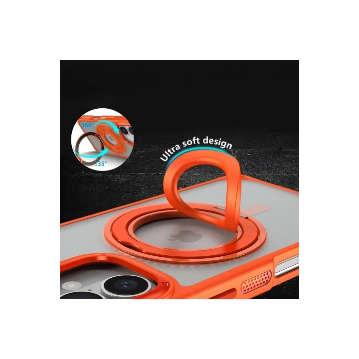 Mey İthalat®  iPhone 16 Banza Magsafe Standlı Kapak - Pembe