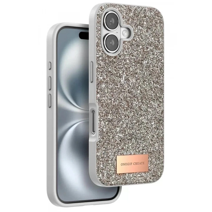 Mey İthalat®   iPhone 16 Bright Simli Kapak - Gold