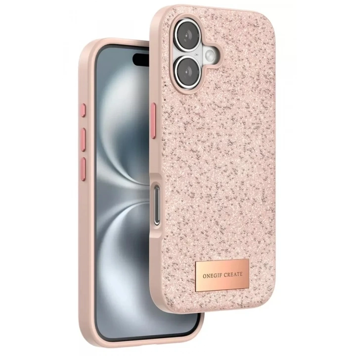 Mey İthalat®   iPhone 16 Bright Simli Kapak - Pembe