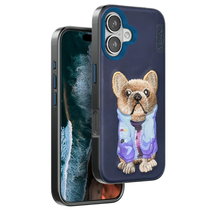 Mey İthalat®  iPhone 16 Cute Desenli Kapak - Lacivert