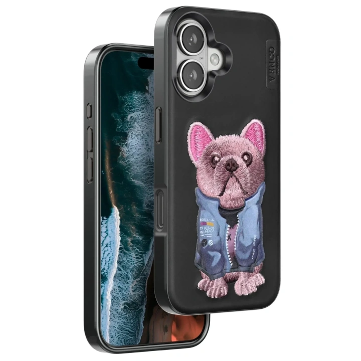 Mey İthalat®  iPhone 16 Cute Desenli Kapak - Siyah