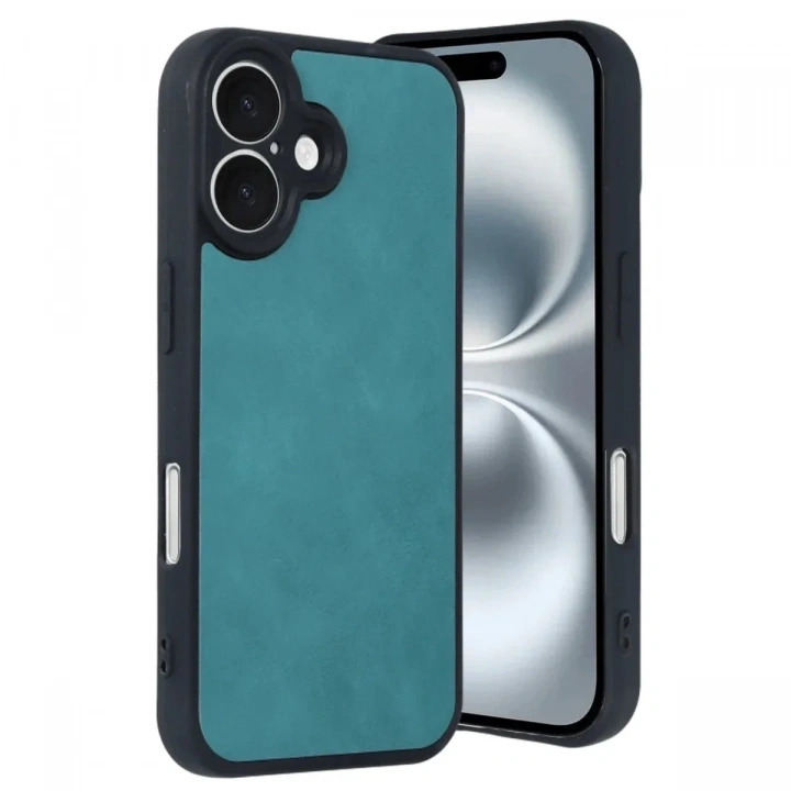 Mey İthalat®  iPhone 16 Kılıf Aras Deri Kapak - Açık Yeşil