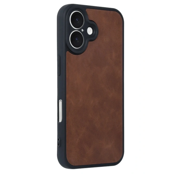 Mey İthalat®  iPhone 16 Kılıf Aras Deri Kapak - Taba
