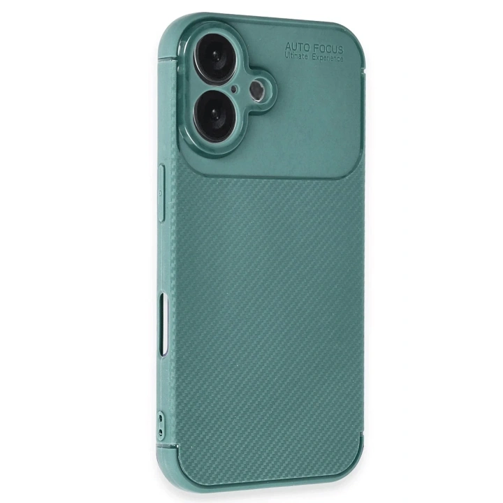 Mey İthalat®  iPhone 16 Kılıf Auto Focus Karbon Kapak - Koyu Yeşil