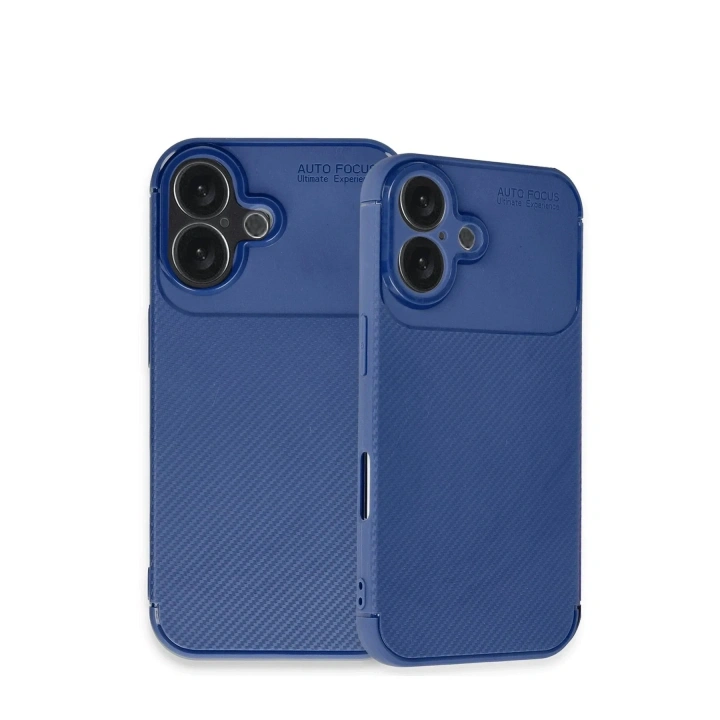 Mey İthalat®  iPhone 16 Kılıf Auto Focus Karbon Kapak - Lacivert