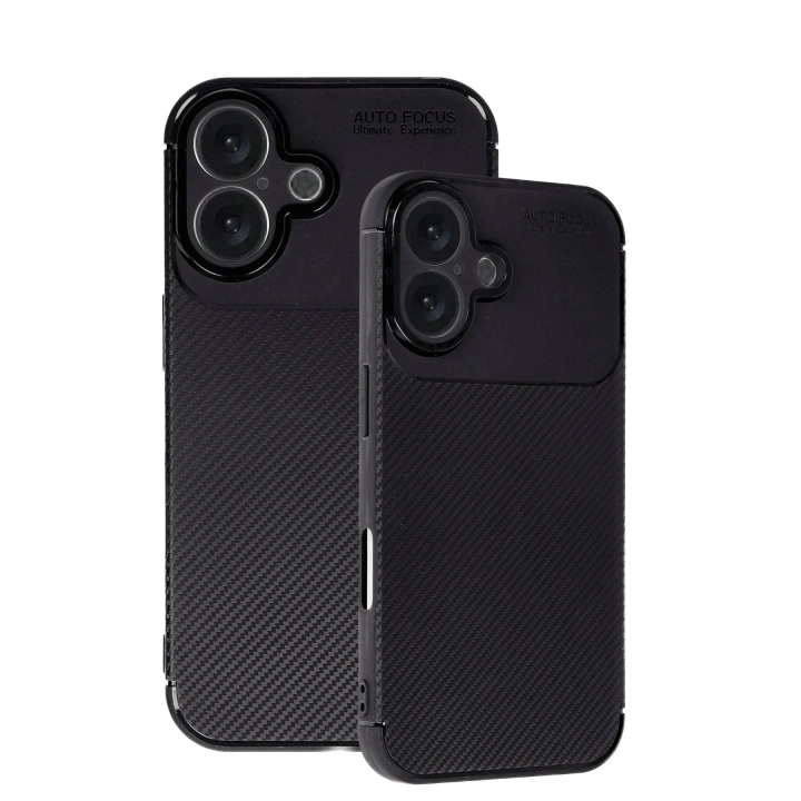 Mey İthalat®  iPhone 16 Kılıf Auto Focus Karbon Kapak - Siyah