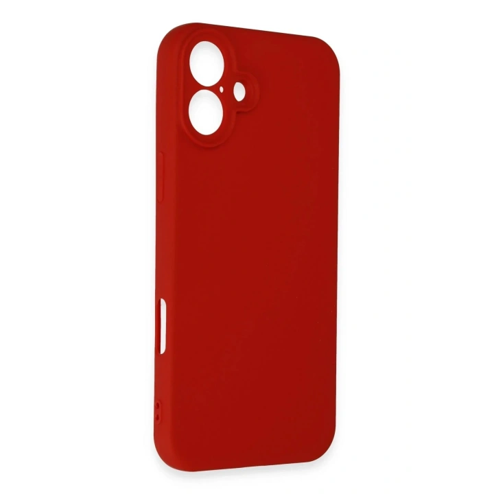 Mey İthalat®  iPhone 16 Kılıf First Silikon - Kırmızı