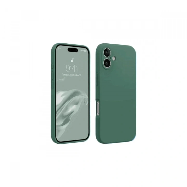 Mey İthalat®  iPhone 16 Kılıf First Silikon - Koyu Yeşil