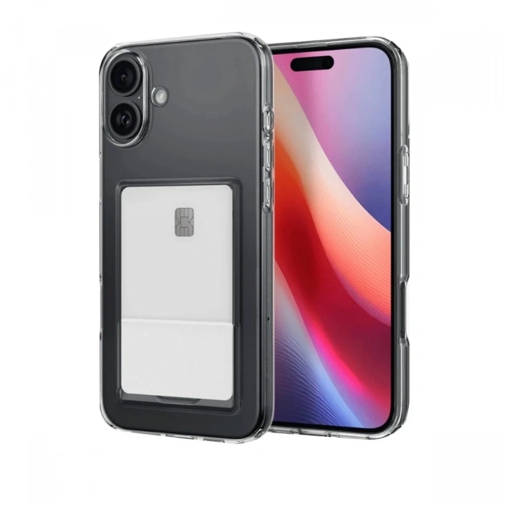 Mey İthalat®  iPhone 16 Kılıf Kart Şeffaf Silikon - Şeffaf