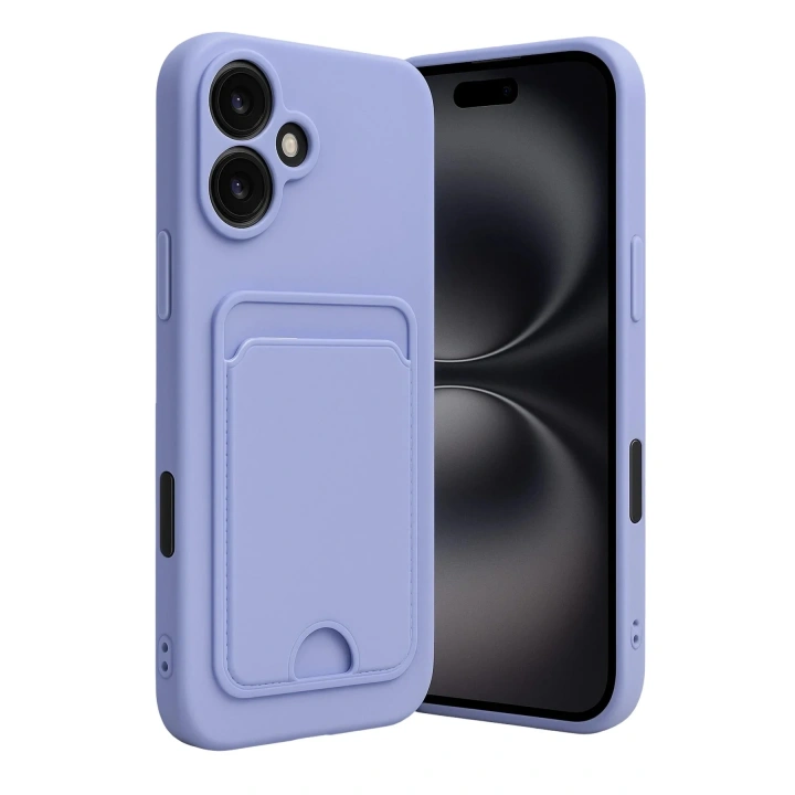 Mey İthalat®  iPhone 16 Kılıf Kelvin Kartvizitli Silikon - Lila