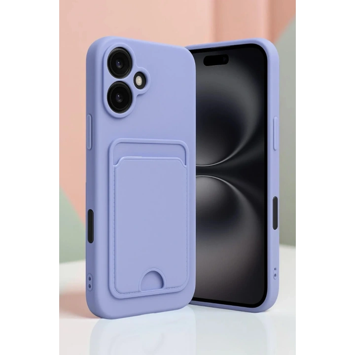 Mey İthalat®  iPhone 16 Kılıf Kelvin Kartvizitli Silikon - Siyah