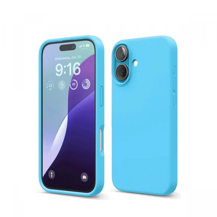 Mey İthalat®  iPhone 16 Kılıf Nano içi Kadife Silikon - Mavi