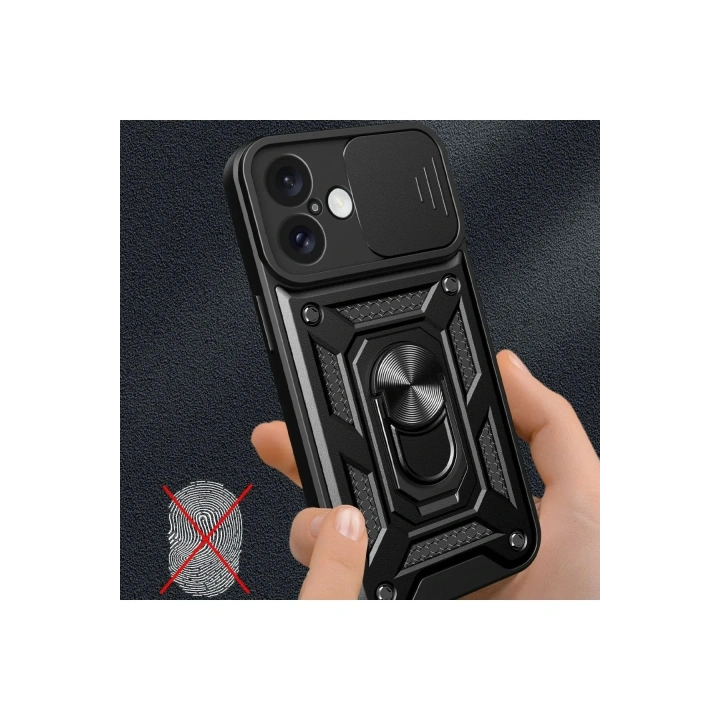 Mey İthalat®  iPhone 16 Kılıf Pars Lens Yüzüklü Silikon - Siyah