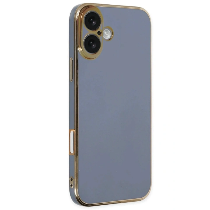 Mey İthalat®  iPhone 16 Kılıf Volet Silikon - Mavi