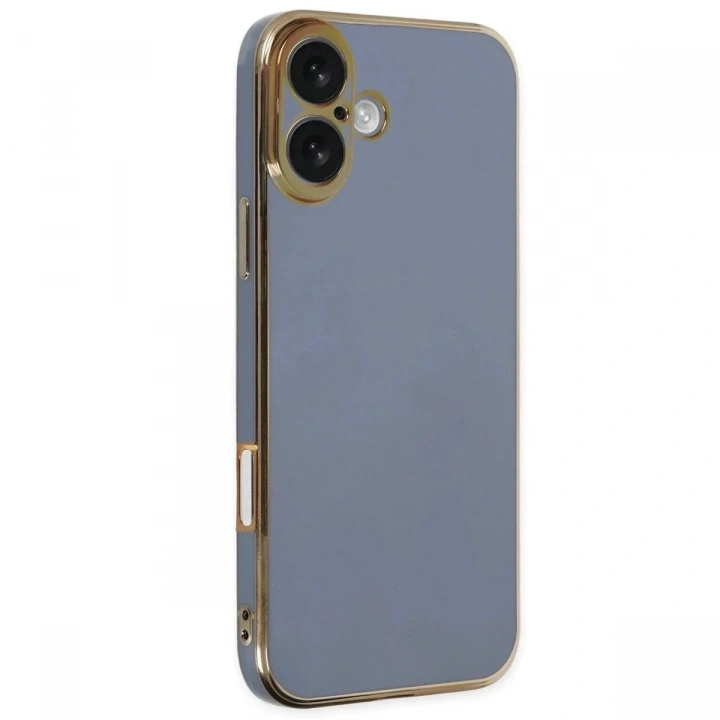 Mey İthalat®  iPhone 16 Kılıf Volet Silikon - Mavi