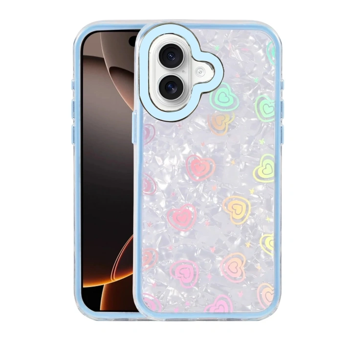 Mey İthalat®   iPhone 16 Lumi Desenli Kapak - Mavi