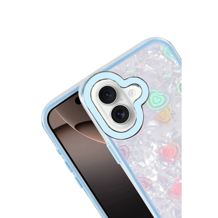 Mey İthalat®   iPhone 16 Lumi Desenli Kapak - Mavi