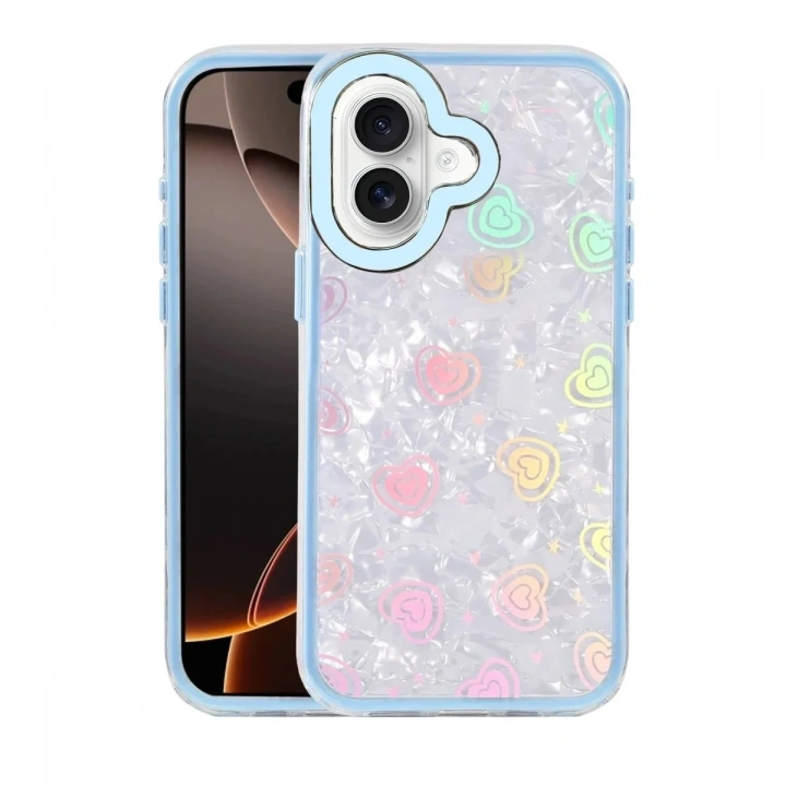 Mey İthalat®   iPhone 16 Lumi Desenli Kapak - Mavi