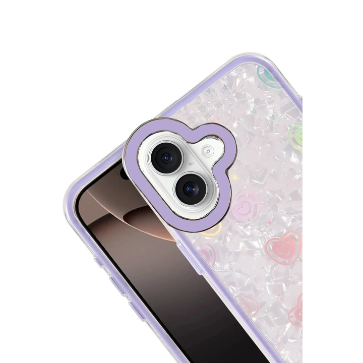 Mey İthalat®   iPhone 16 Lumi Desenli Kapak - Mor