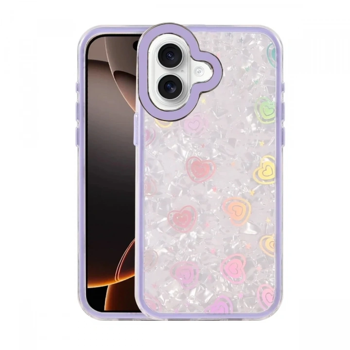 Mey İthalat®   iPhone 16 Lumi Desenli Kapak - Mor