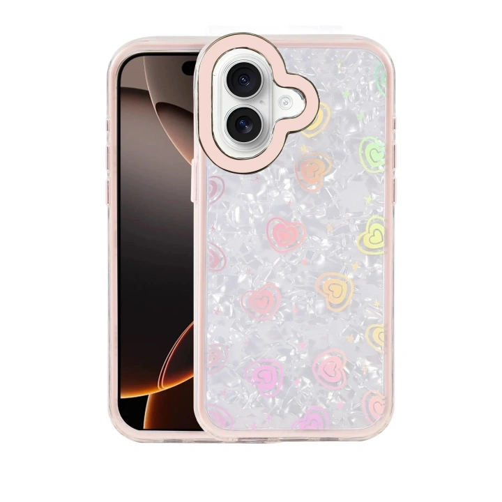Mey İthalat®   iPhone 16 Lumi Desenli Kapak - Pembe