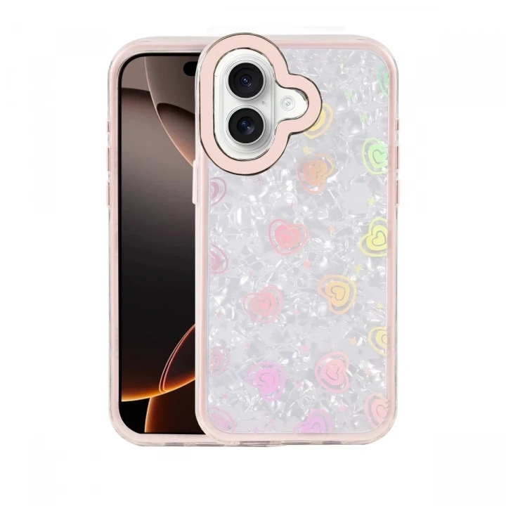 Mey İthalat®   iPhone 16 Lumi Desenli Kapak - Pembe