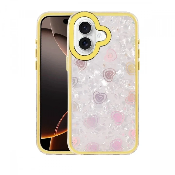 Mey İthalat®   iPhone 16 Lumi Desenli Kapak - Sarı