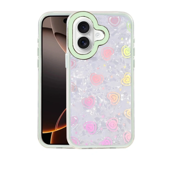 Mey İthalat®   iPhone 16 Lumi Desenli Kapak - Yeşil