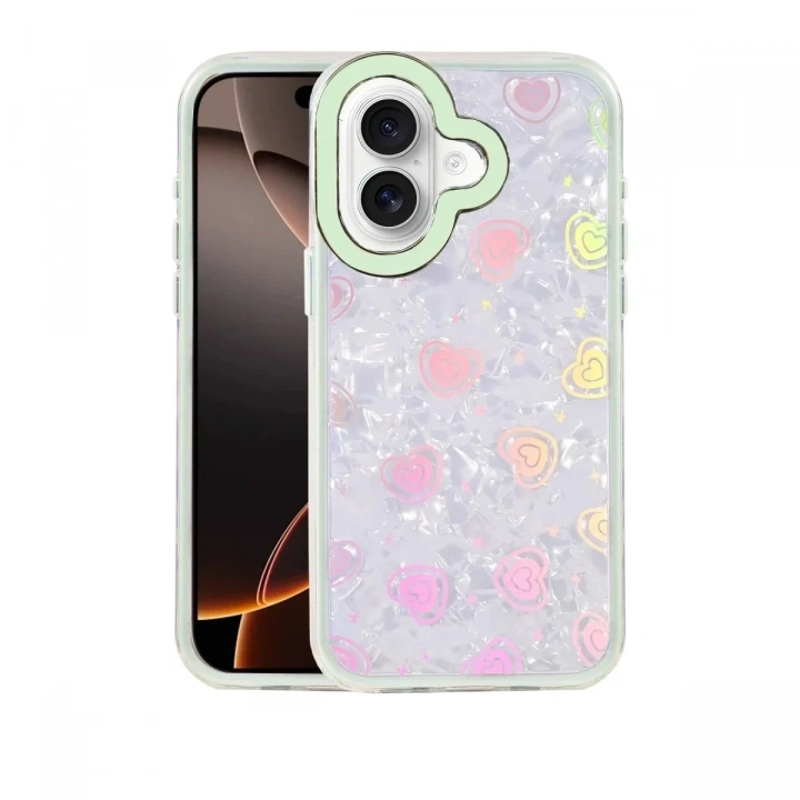 Mey İthalat®   iPhone 16 Lumi Desenli Kapak - Yeşil
