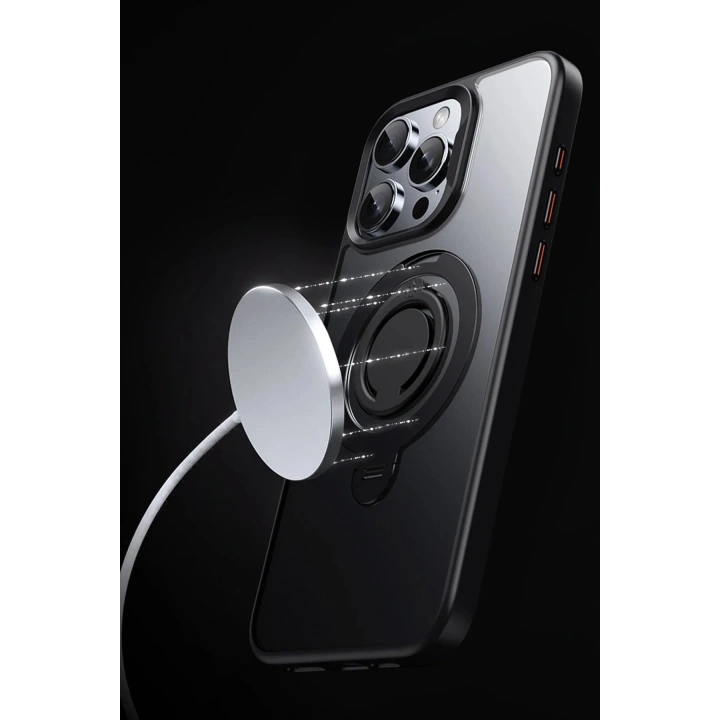 Mey İthalat®  iPhone 16 Plus Avatar 360 Dönen Magsafe Kapak - Siyah