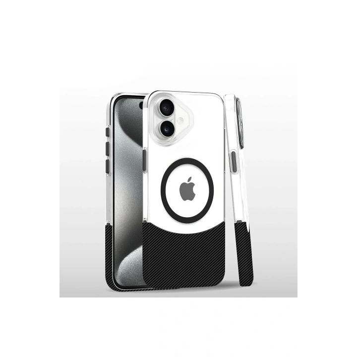 Mey İthalat®  iPhone 16 Plus Carbon Puzzle Magsafe Kapak - Siyah