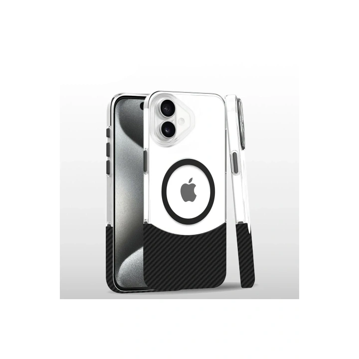 Mey İthalat®  iPhone 16 Plus Carbon Puzzle Magsafe Kapak - Siyah-2