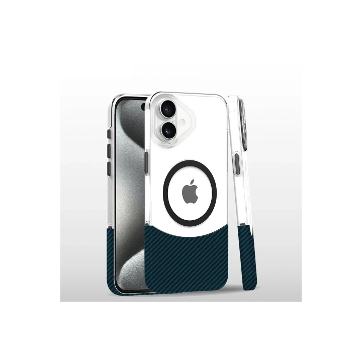 Mey İthalat®  iPhone 16 Plus Carbon Puzzle Magsafe Kapak - Yeşil