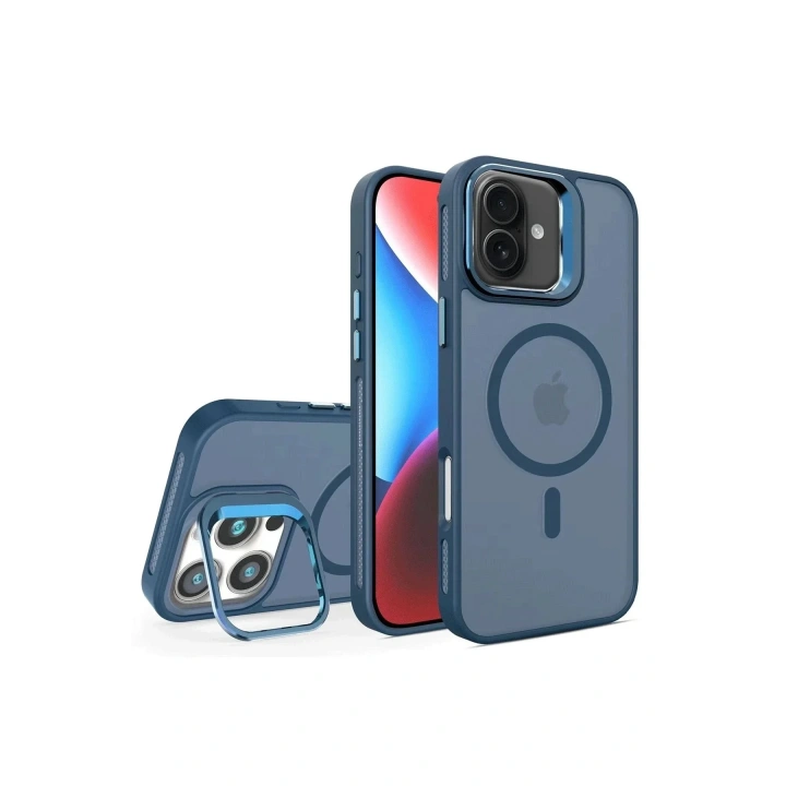 Mey İthalat®  iPhone 16 Plus Flet Lens Magsafe Kapak - Lacivert