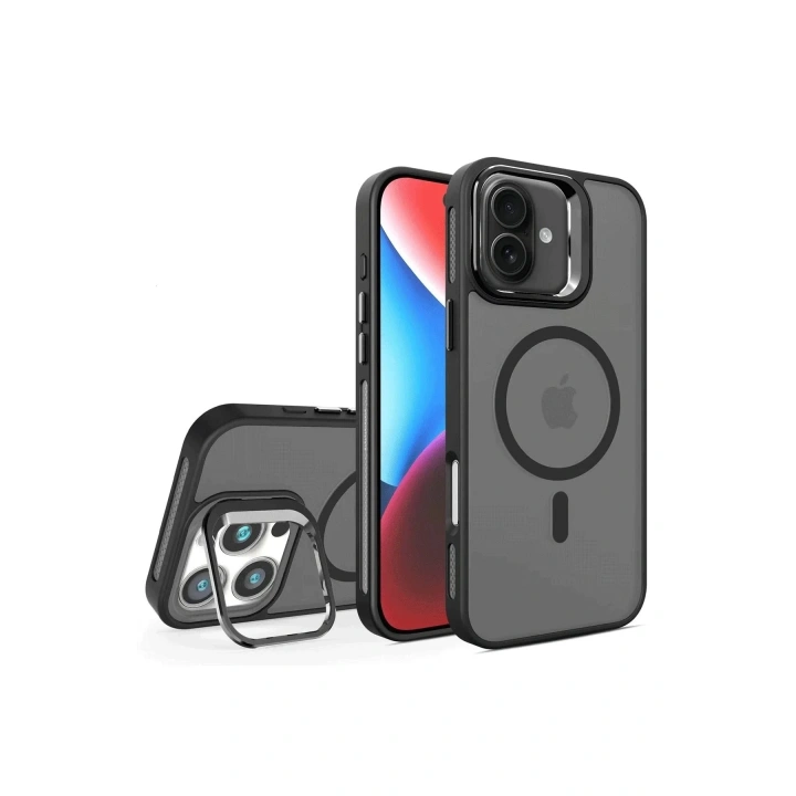 Mey İthalat®  iPhone 16 Plus Flet Lens Magsafe Kapak - Siyah