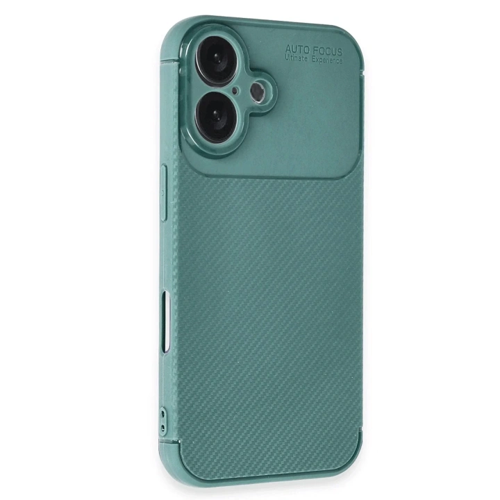 Mey İthalat®  iPhone 16 Plus Kılıf Auto Focus Karbon Kapak - Koyu Yeşil
