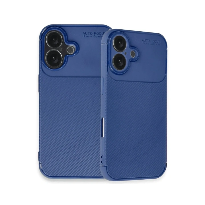 Mey İthalat®  iPhone 16 Plus Kılıf Auto Focus Karbon Kapak - Lacivert