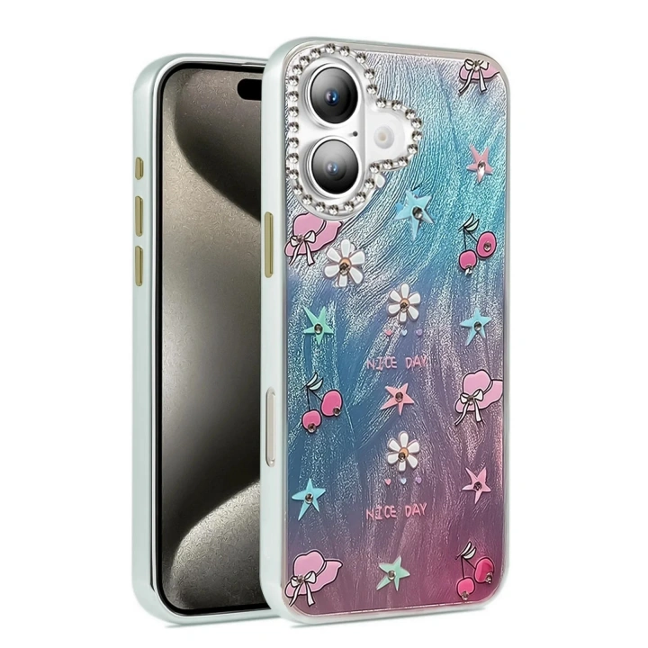 Mey İthalat®  iPhone 16 Plus Kılıf Blade Aynalı Desenli Kapak - Desen 4