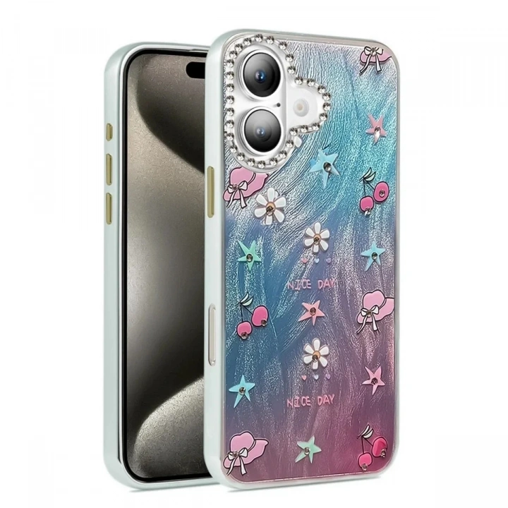 Mey İthalat®  iPhone 16 Plus Kılıf Blade Aynalı Desenli Kapak - Desen 4