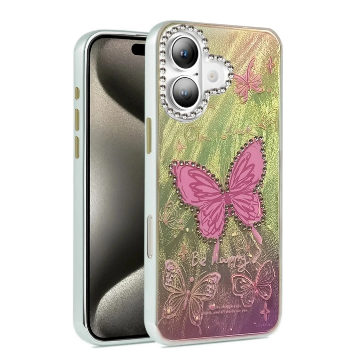 Mey İthalat®  iPhone 16 Plus Kılıf Blade Aynalı Desenli Kapak - Desen 5