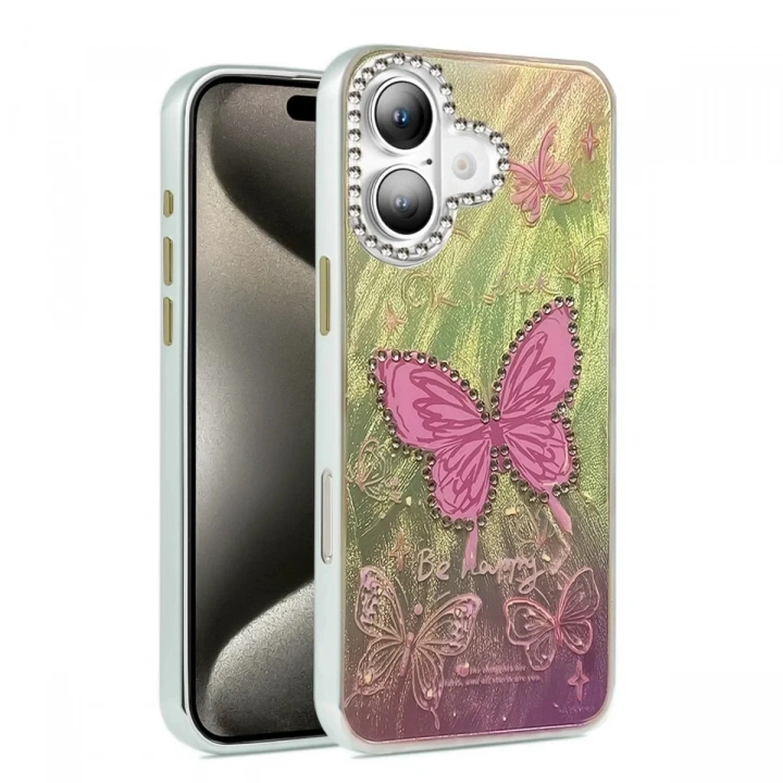 Mey İthalat®  iPhone 16 Plus Kılıf Blade Aynalı Desenli Kapak - Desen 5
