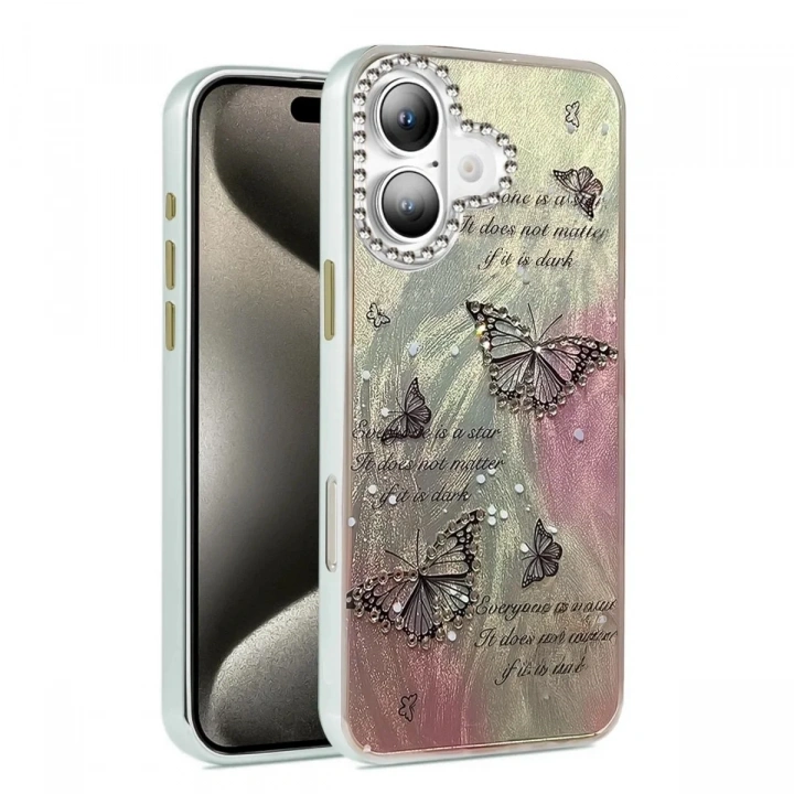 Mey İthalat®  iPhone 16 Plus Kılıf Blade Aynalı Desenli Kapak - Desen 6