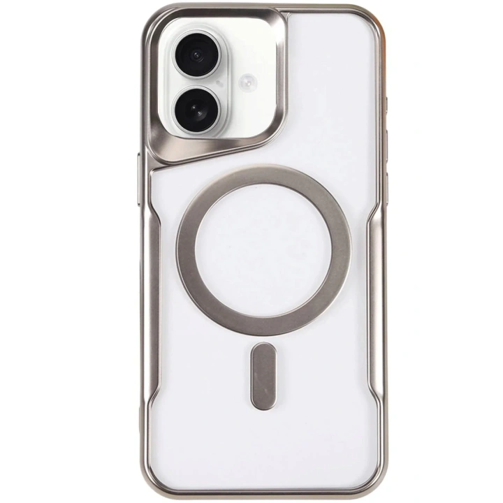 Mey İthalat®  iPhone 16 Plus Kılıf Boyi Magsafe Silikon Kapak - Gümüş