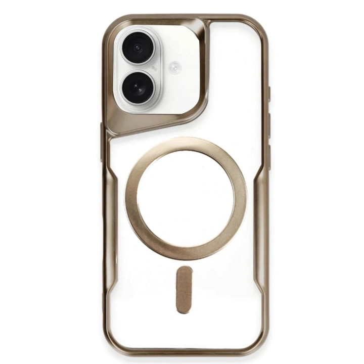 Mey İthalat®  iPhone 16 Plus Kılıf Boyi Magsafe Silikon Kapak - Kahverengi