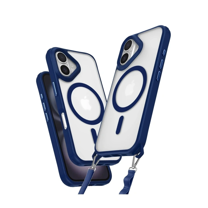Mey İthalat®  iPhone 16 Plus Kılıf Enka Magsafe Silikon Kılıf - Lacivert