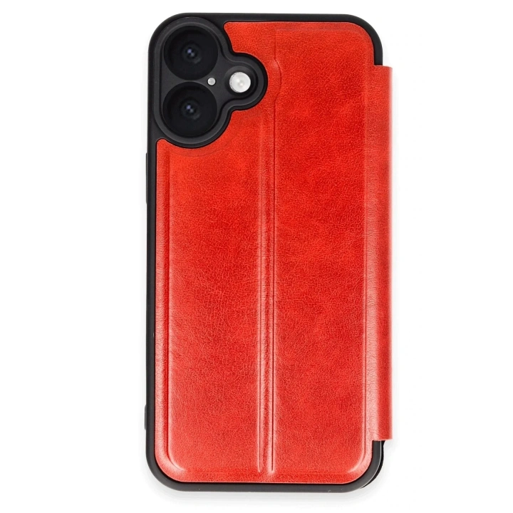 Mey İthalat®  iPhone 16 Plus Kılıf Flip Cover - Kırmızı