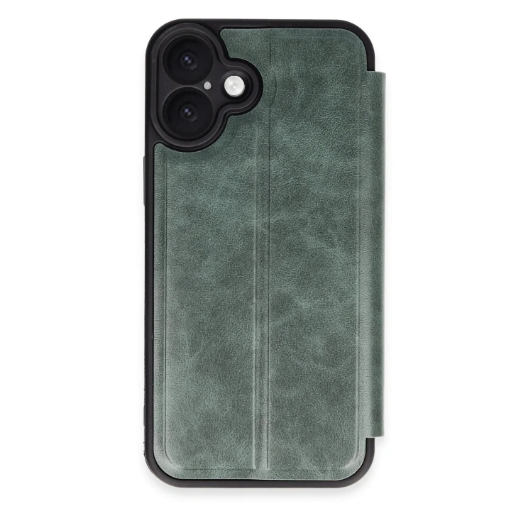 Mey İthalat®  iPhone 16 Plus Kılıf Flip Cover - Koyu Yeşil