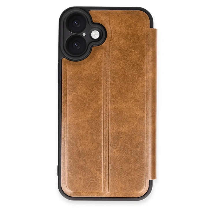 Mey İthalat®  iPhone 16 Plus Kılıf Flip Cover - Taba