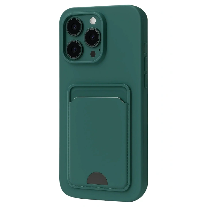 Mey İthalat®  iPhone 16 Plus Kılıf Kelvin Kartvizitli Silikon - Koyu Yeşil