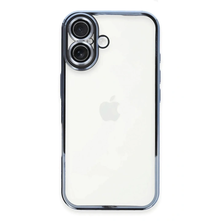 Mey İthalat®  iPhone 16 Plus Kılıf  Lensli Silikon - Açık Mavi
